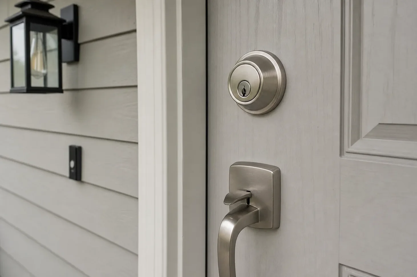 New deadbolt being installed in a front door in Clearwater, FL